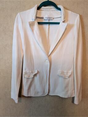 AMINA RUBINACCI white crochet knit blazer sz 4